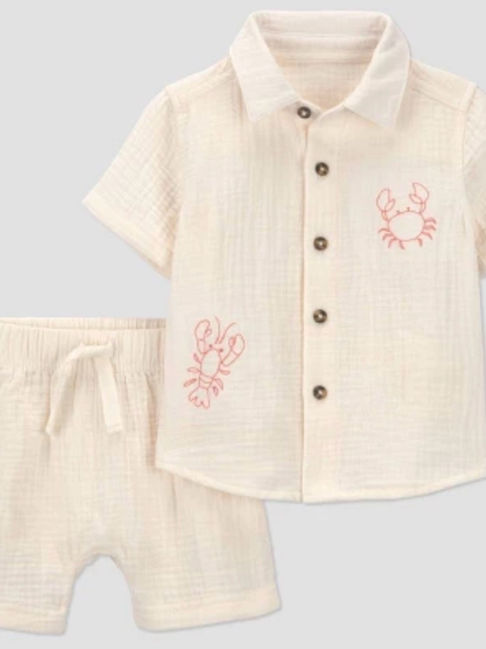 Carter’s Just One You Baby Boy Crab Gauze Shirt & Shorts Set 6M